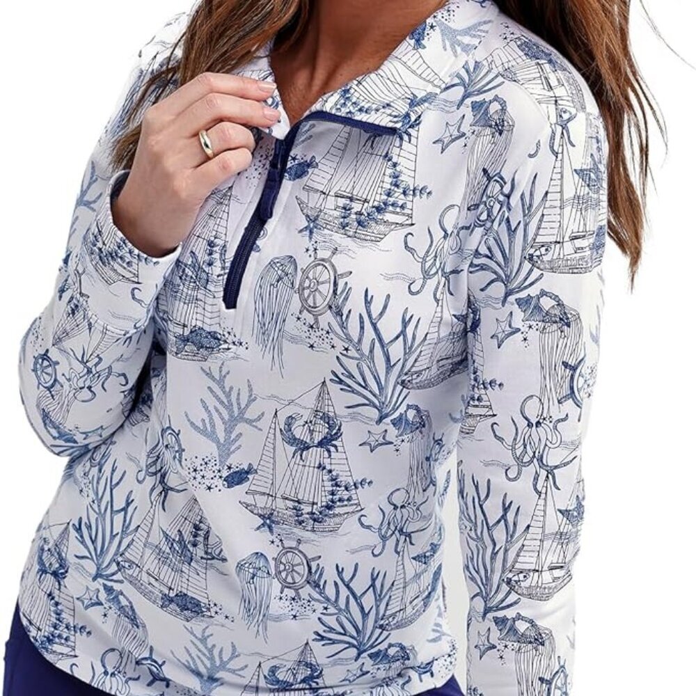 NWT Vera Bradley  French Terry Quarter-Zip Sweatshirt with Pockets M (8-10)